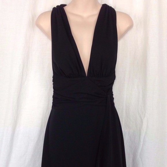 white house black market Dresses & Skirts - WHBM Halter Dress Black Mock Wrap Knee Length